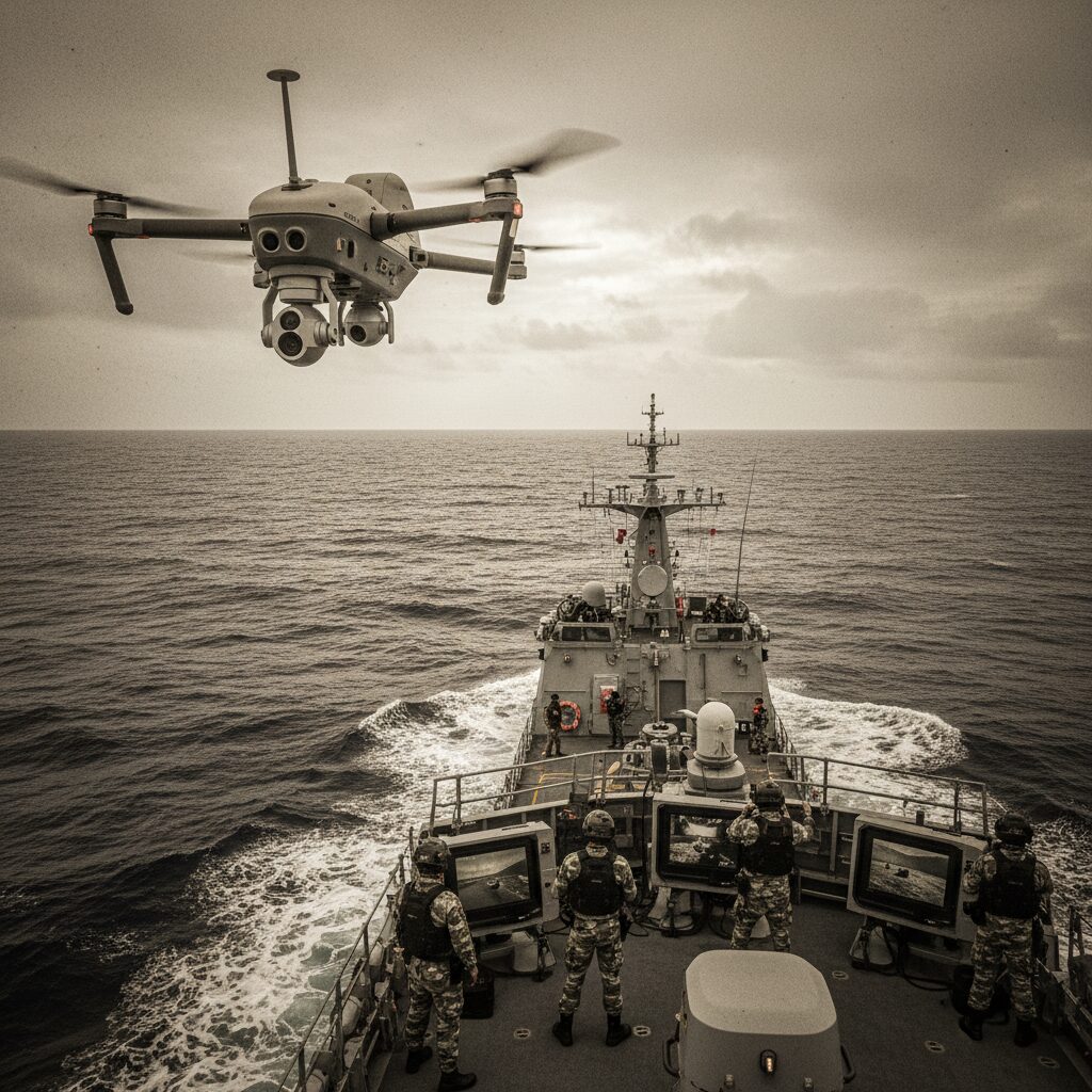 analyse approfondie des technologies de drones utilisées pour la surveillance anti-piraterie au large des côtes somaliennes, évaluant leur efficacité et impact sur la sécurité maritime.