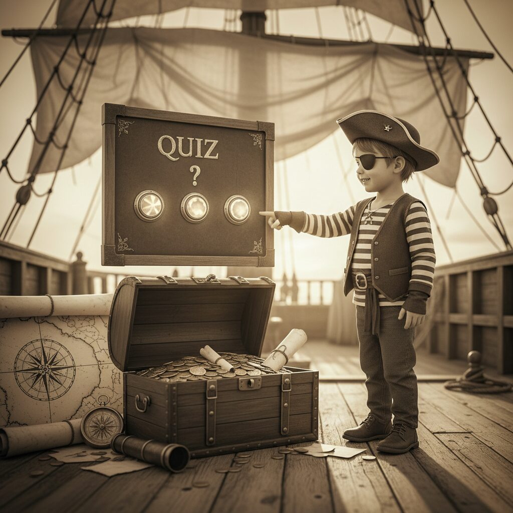 participe au quiz des pirates et deviens un petit corsaire expert en naviguant à travers des questions passionnantes sur le monde des pirates. amuse-toi tout en apprenant !
