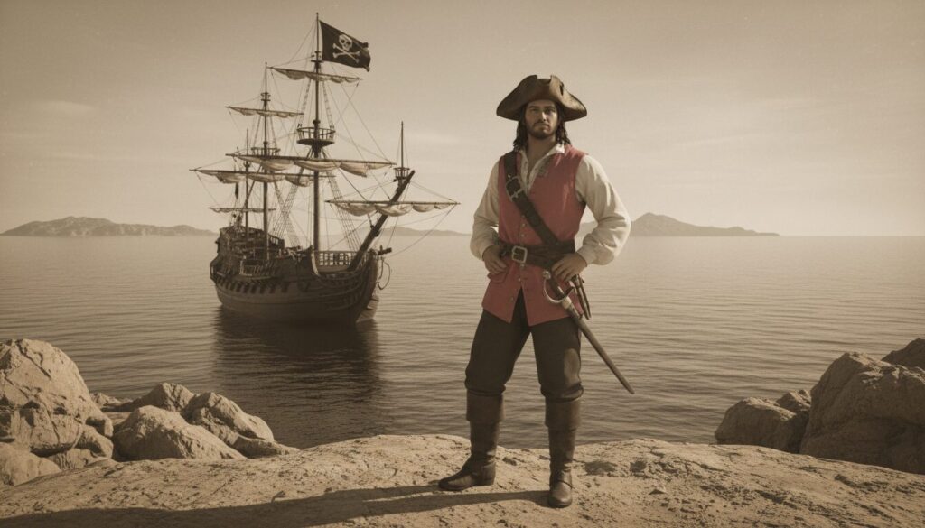 découvrez la carrière de christopher condent, célèbre pirate français, et son pavillon noir levé en méditerranée, symbole de ses exploits maritimes.