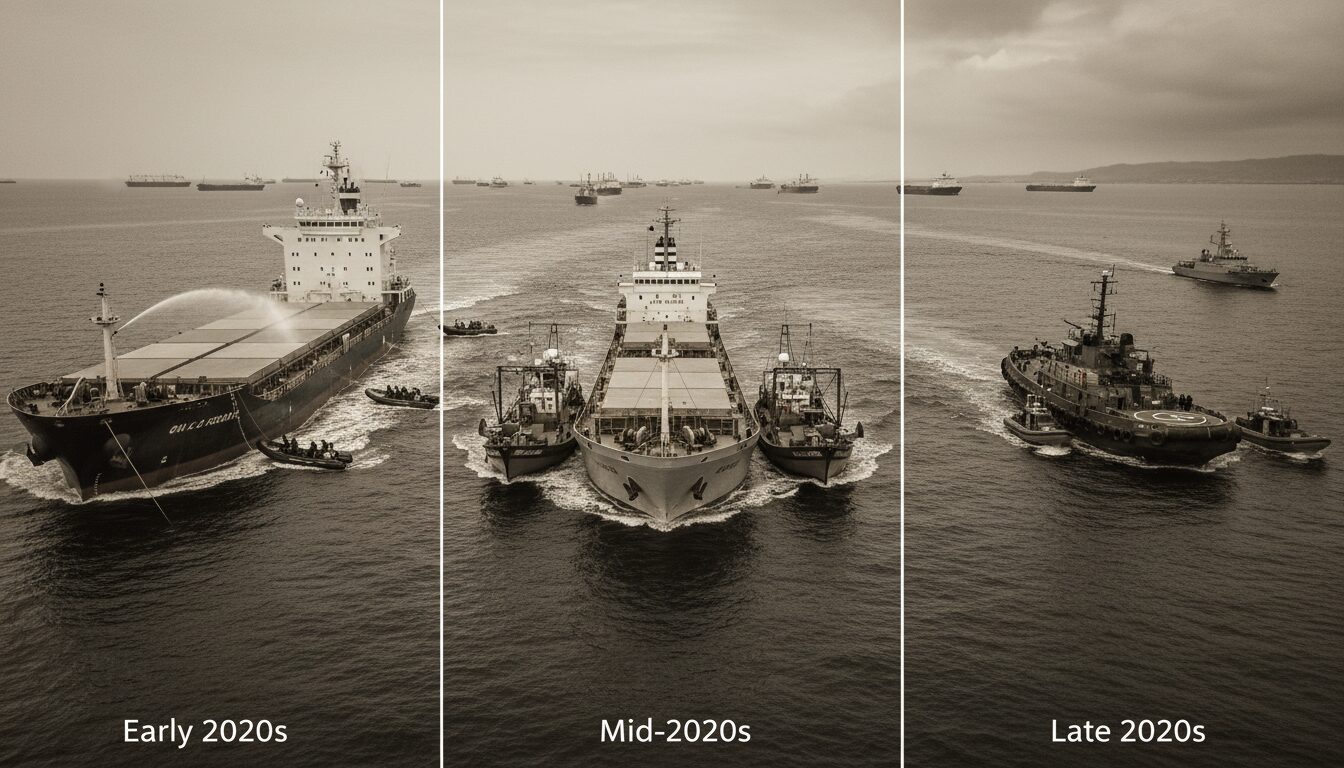 analyse de l'évolution des tactiques des pirates dans le détroit de la mer rouge depuis 2020, mettant en lumière les nouvelles stratégies et risques pour la sécurité maritime.