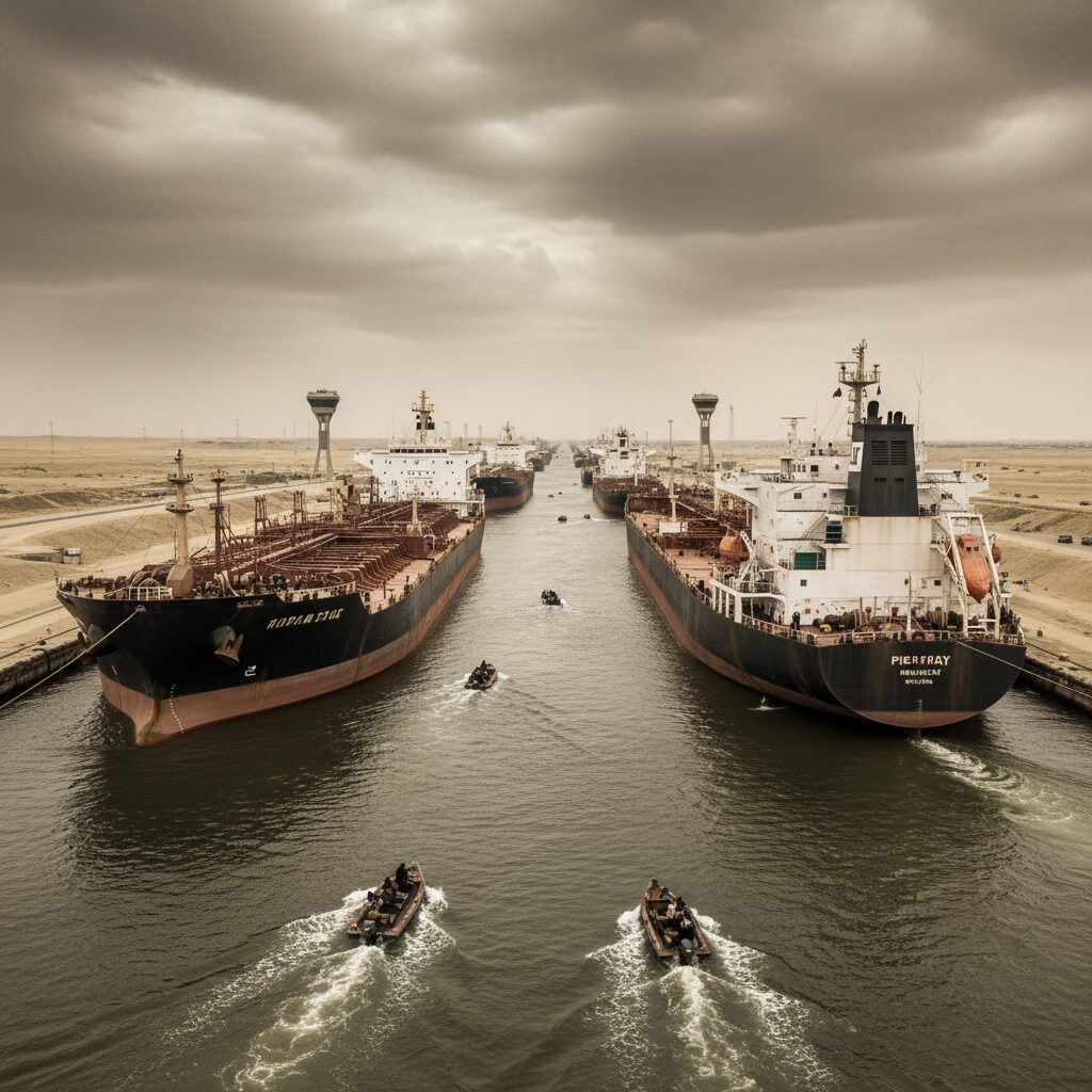 analyse des conséquences des attaques pirates sur le commerce mondial transitant par le canal de suez en 2025, impactant chaînes d'approvisionnement et flux économiques globaux.