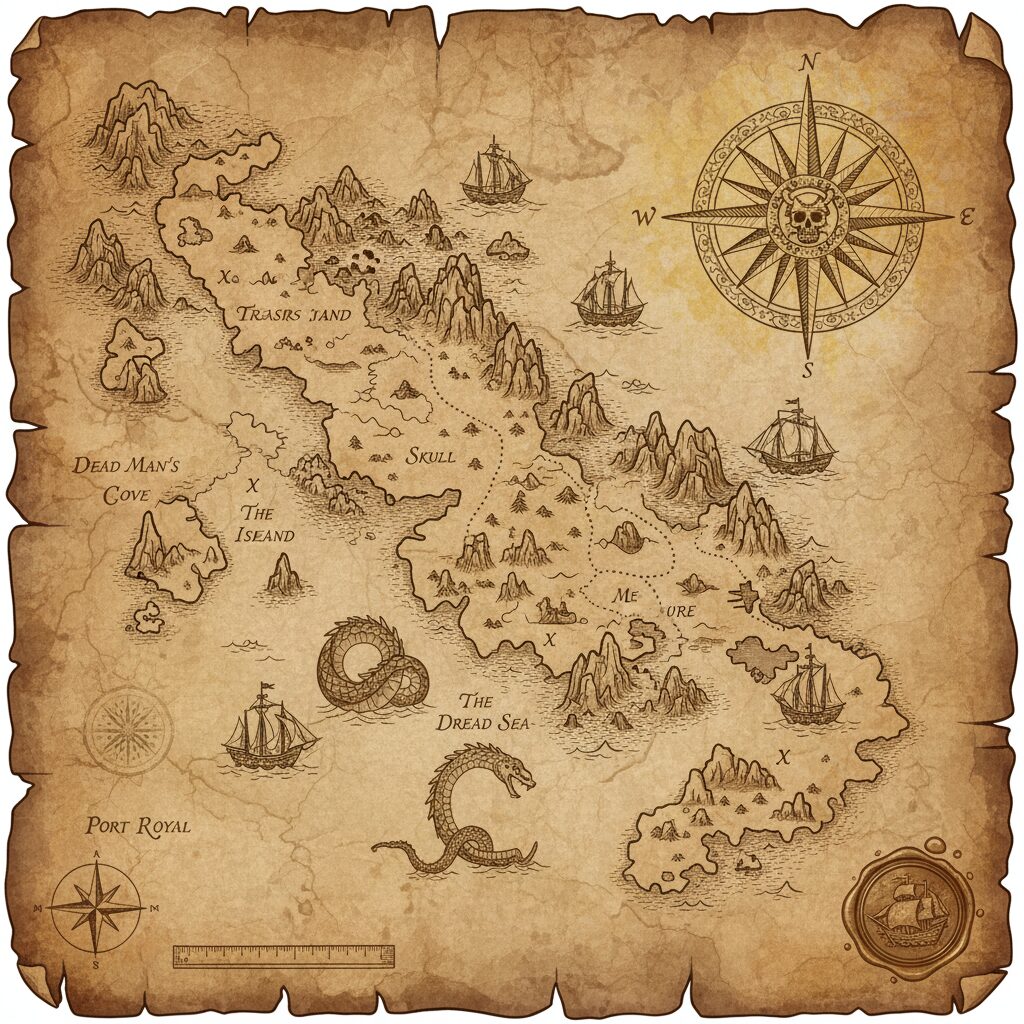 découvrez l'importance des cartes marines manuscrites dans la navigation pirate et explorez les techniques de fabrication utilisées par les corsaires pour tracer leurs routes en mer.