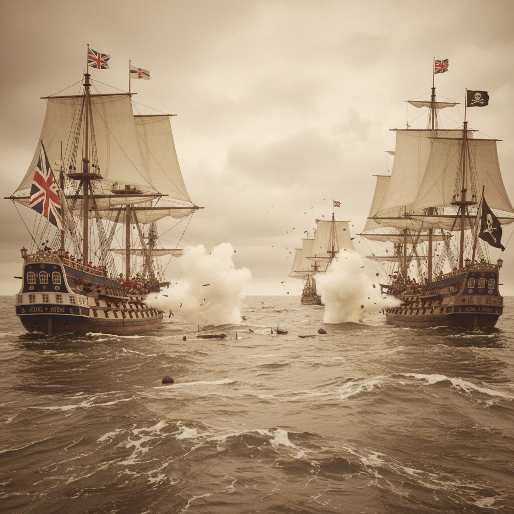 découvrez les batailles navales emblématiques du xviiie siècle opposant pirates audacieux et la marine royale britannique, symboles d'aventures et de stratégies en haute mer.