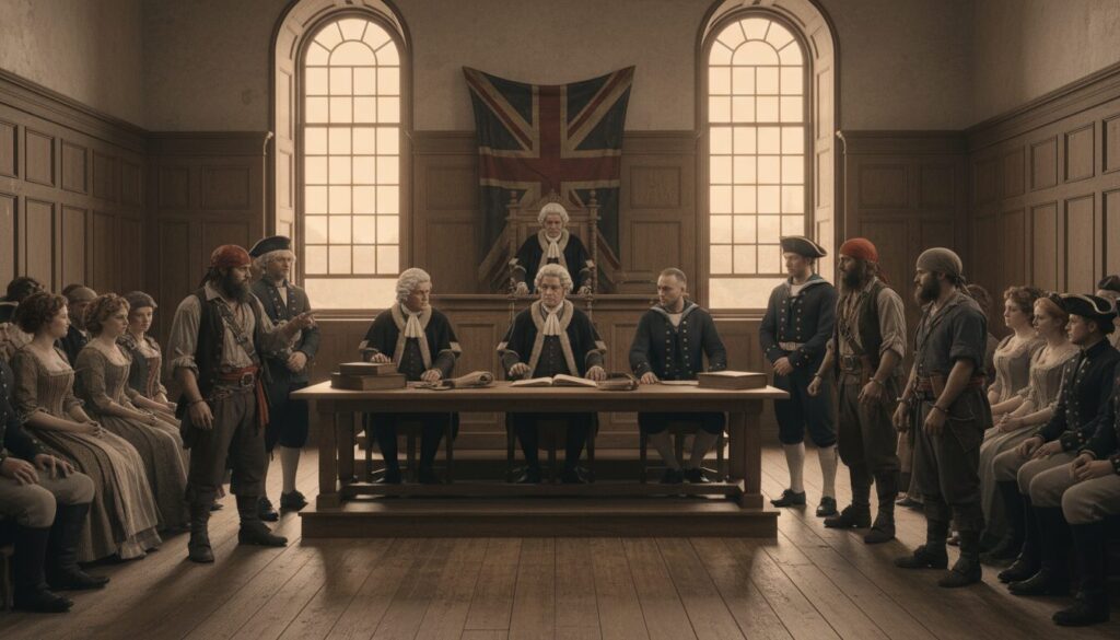 découvrez les codes juridiques qui régissent la piraterie, à travers l'évolution entre la loi maritime et la justice royale.