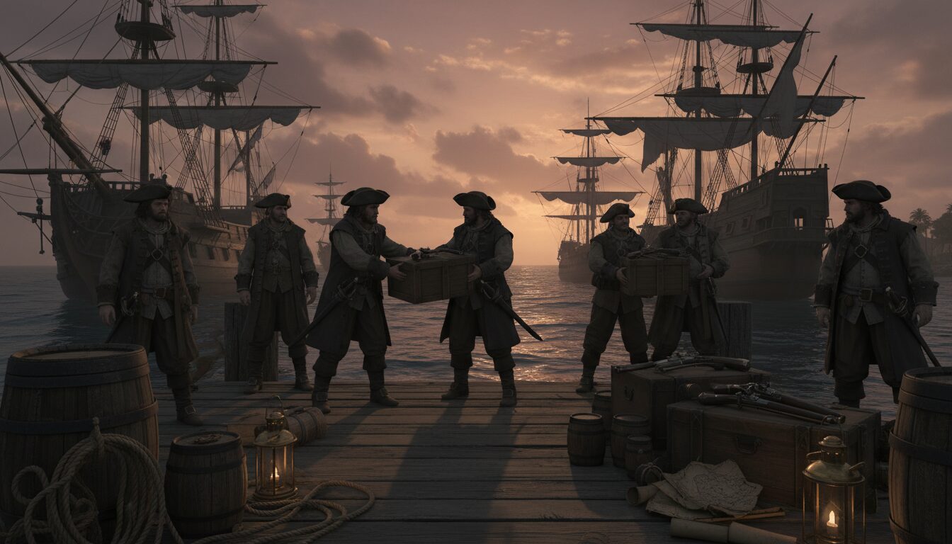 explorez les liens complexes entre pirates et trafiquants d’armes dans l’océan atlantique aux xviie et xviiie siècles, révélant un réseau clandestin influençant le commerce et la politique maritime de l’époque.