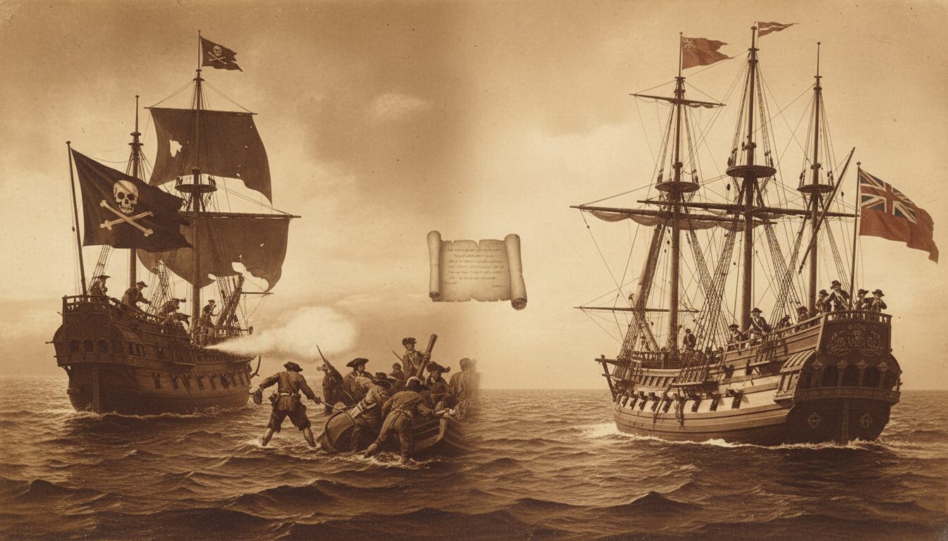 découvrez l'évolution fascinante de la piraterie vers la course à travers les illustrations de charles de bernard, mettant en lumière cette période historique captivante.