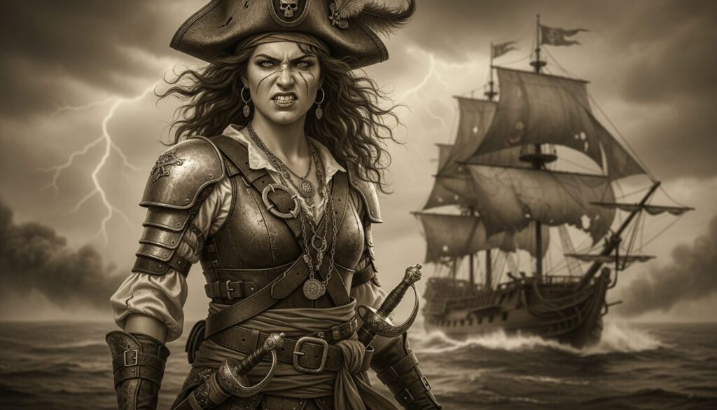 découvrez le portrait captivant de la reine des pirates dans la série animated legends, une héroïne légendaire pleine d'aventures et de mystères.