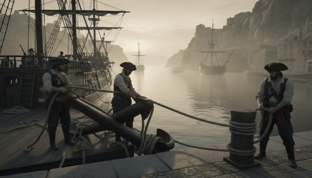 découvrez les techniques d’ancrage et de mouillage utilisées par les navires pirates pour garantir stabilité et discrétion en mer.