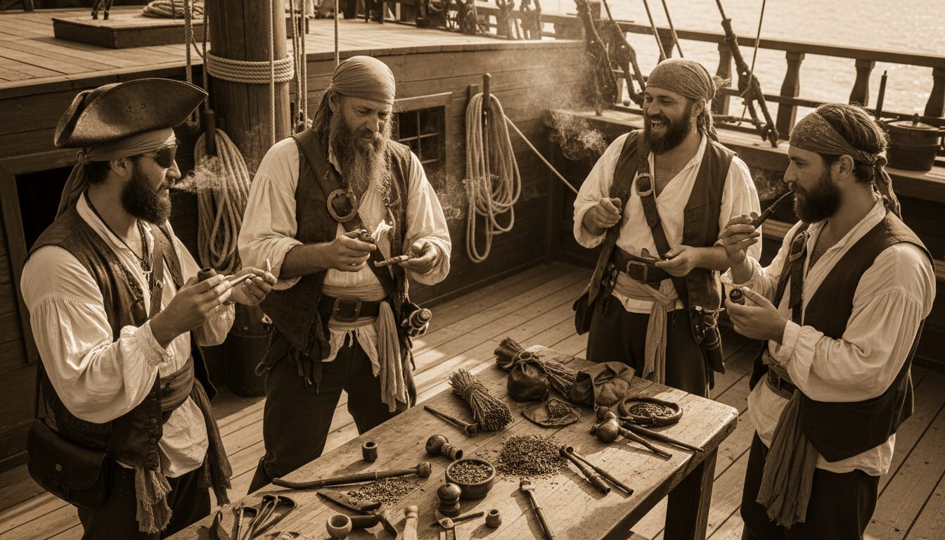 découvrez les traditions et astuces sur l'usage et la préparation des pipes au sein de l'équipage pirate, une pratique emblématique de la vie en mer.