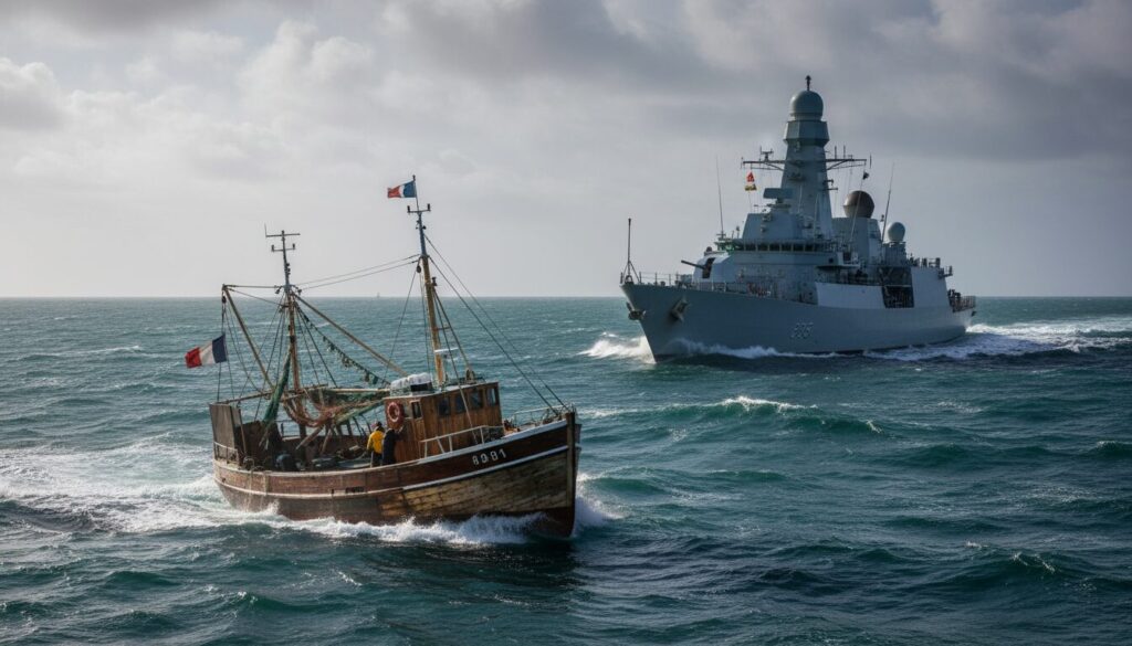 retour détaillé sur l'incident en manche où un bateau de pêche français a été pris pour cible par un navire britannique, analysant les tensions et les enjeux du conflit en mer.