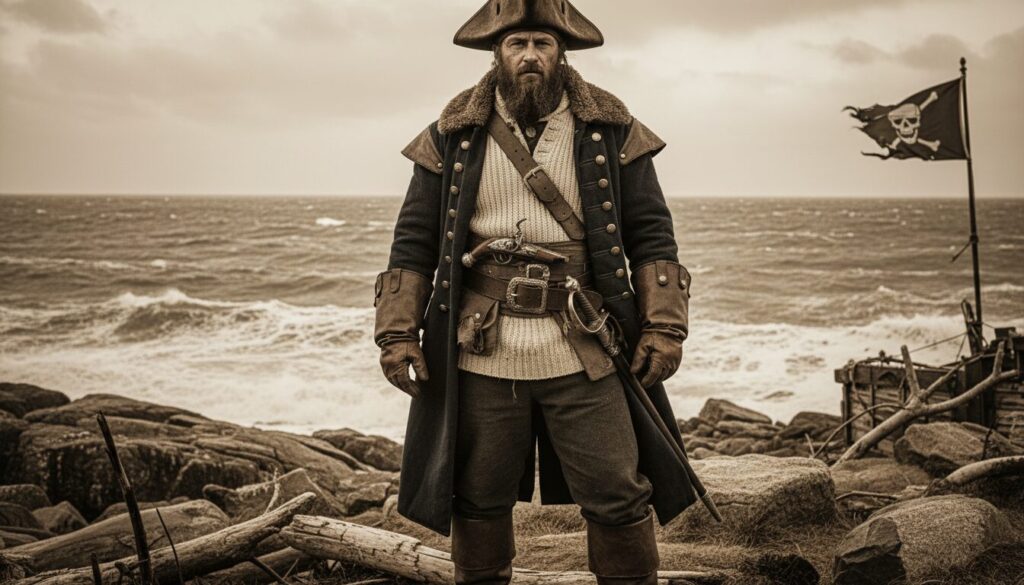découvrez une description détaillée des tenues d’hiver utilisées dans la piraterie maritime, alliant fonctionnalité et style pour affronter les rigueurs de la mer froide.