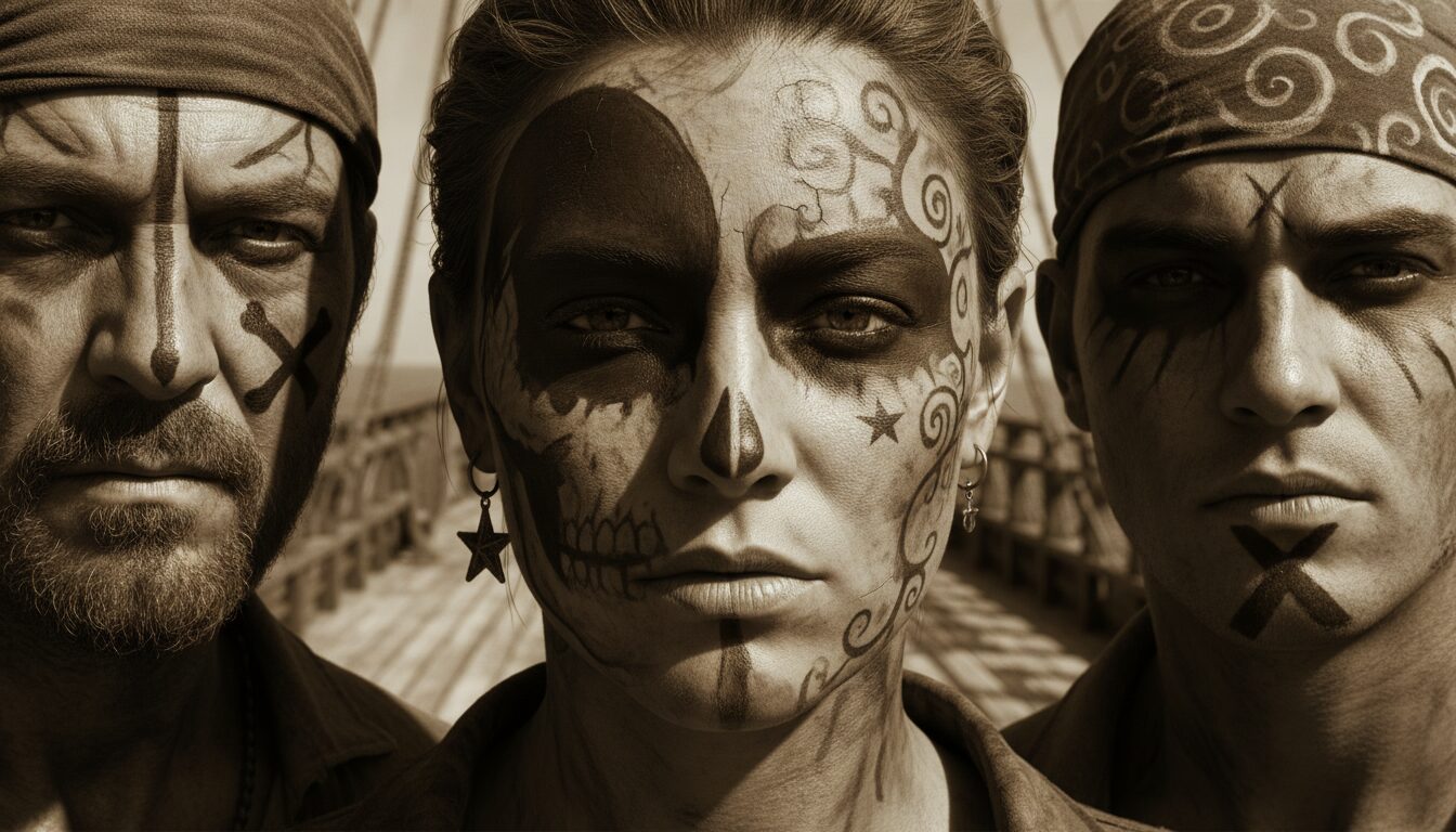découvrez la signification du maquillage et des symboles utilisés par certains pirates pour exprimer leur identité, leur rang et leurs croyances.