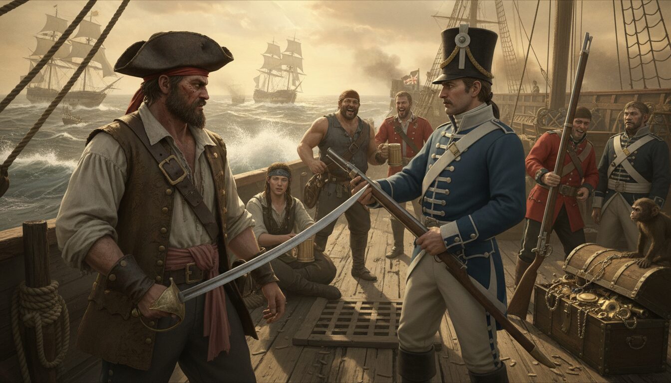 découvrez les récits fascinants des pirates et des marines royales aux xviie et xviiie siècles, mêlant aventures, batailles navales et intrigues historiques.